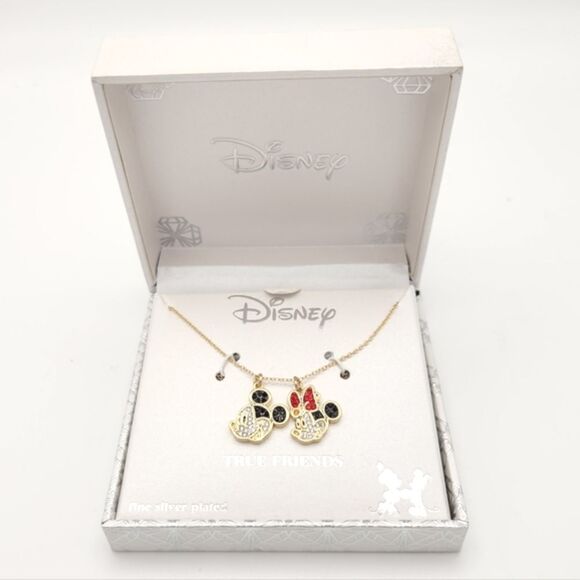Disney Jewelry - Disney LA Rocks Necklace Mickey Minnie True Friends Silver Plated Rhinestone